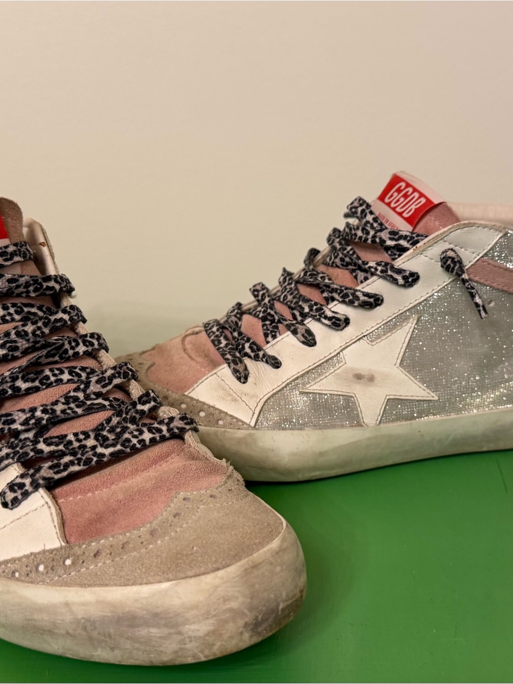Golden Goose Pink, Silver & White Star Sneakers